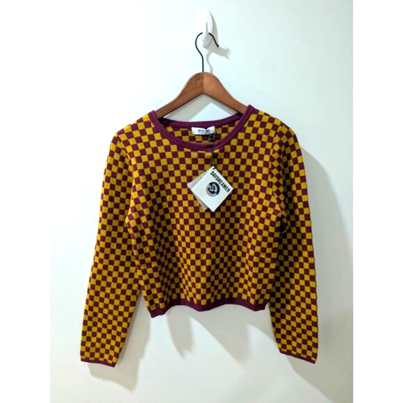 Daydreamer Sweaters - Daydreamer Checkered Crewneck Pullover Sweater NWT